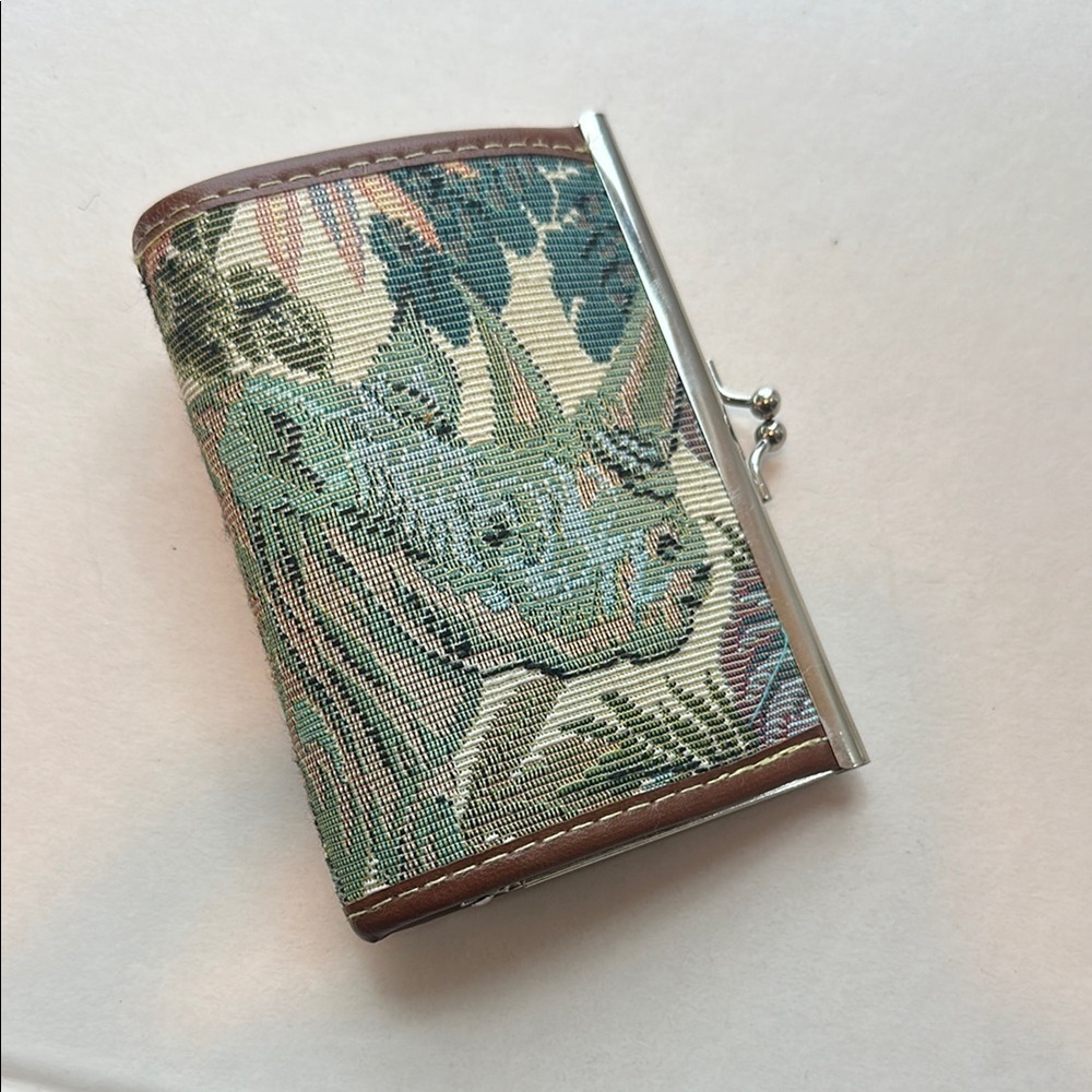 Vintage Tapestry Jungle Wallet with Silver Trim